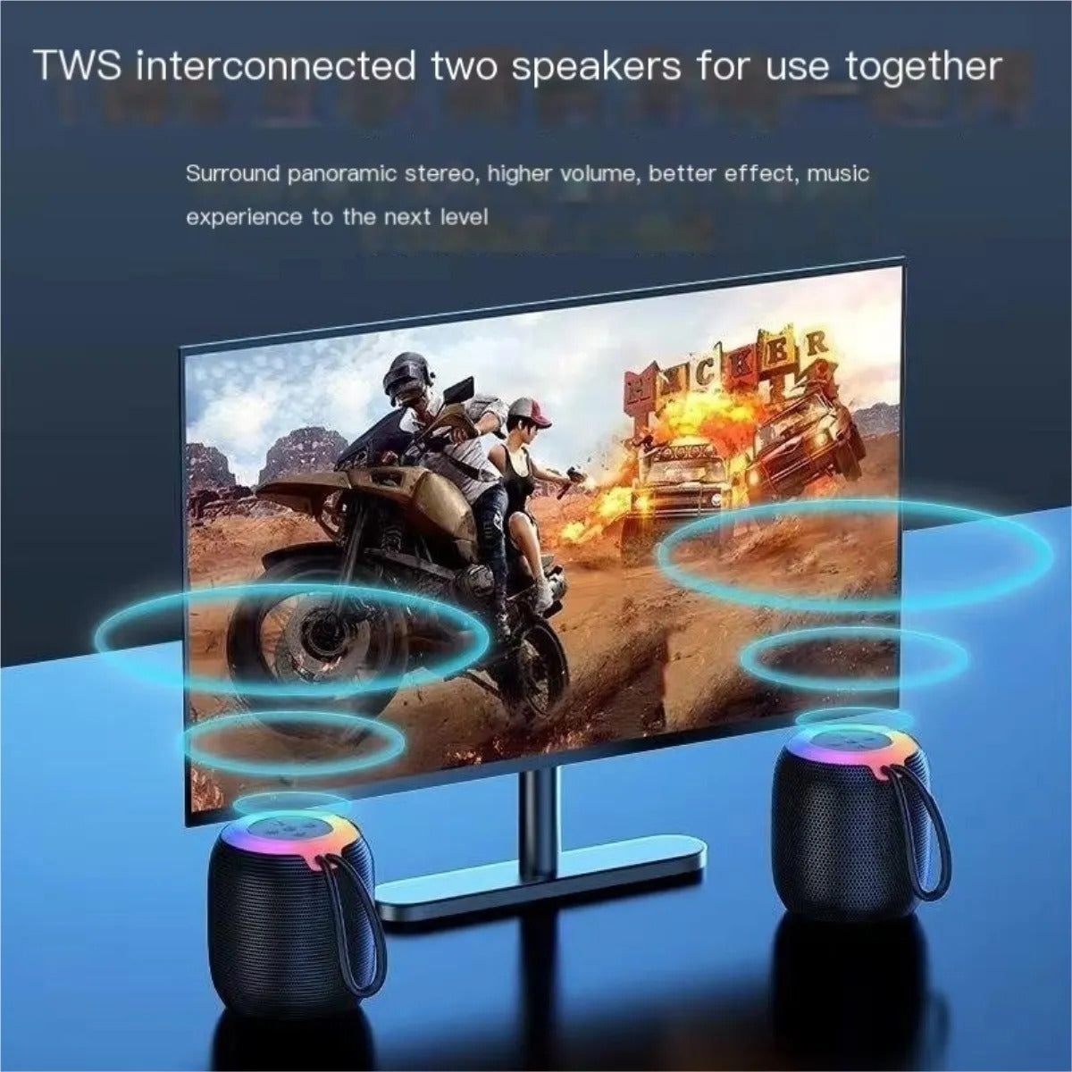 Mini Parlante Bluetooth 5.0 con Luces LED RGB y Bajos Potentes