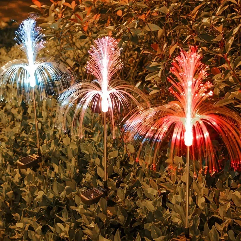Pack 6 luces Estaca Solares Flor Medusa Doble Jardín Decoración