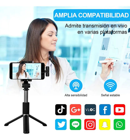 Kit Micrófono Inalámbrico Solapa Doble Type-C 20m 6h