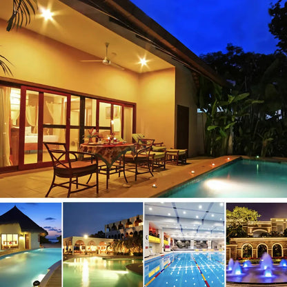Foco Led Para Piscina Con 7 Luces De Colores 12w Colores Rgb Sumergible Con Control Remoto Ip68