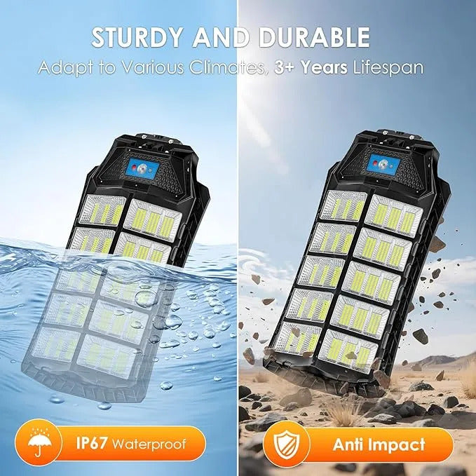 Reflector Solar LED 3000W | IP67 Sensor + Control Remoto + Soporte