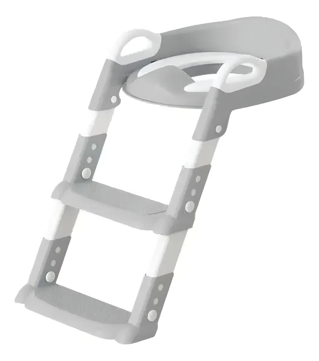 Asiento Entrenador de Baño con Escalera Ajustable Plegable para Bebés Gris