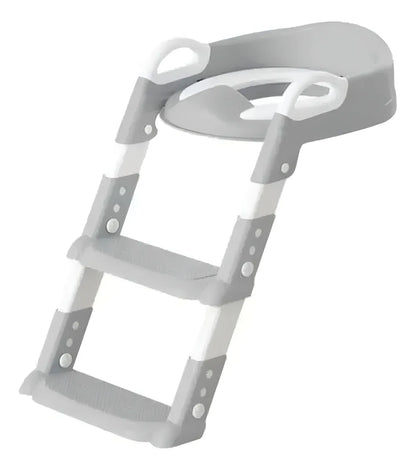 Asiento Entrenador de Baño con Escalera Ajustable Plegable para Bebés Gris