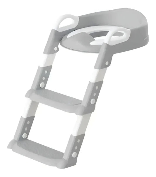 Asiento Entrenador de Baño con Escalera Ajustable Plegable para Bebés Gris