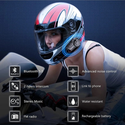 Intercomunicador Bluetooth Casco Moto | 70H Manos Libres Negro