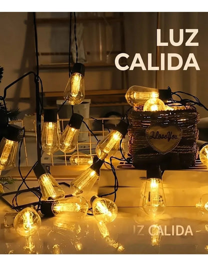 Guirnalda Solar LED Vintage 10 Metros – 10 Ampolletas