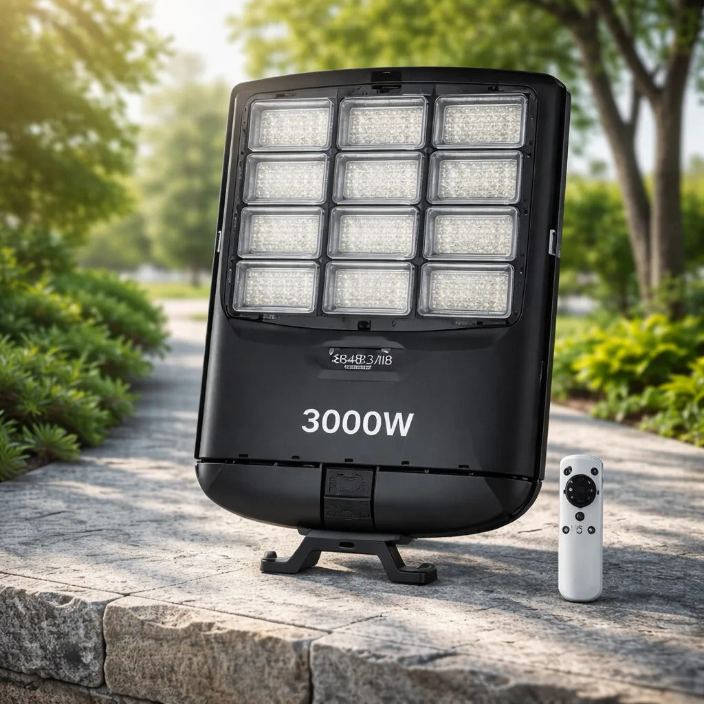 Foco Solar LED 3000W con Poste Luz Blanca Exterior C8483