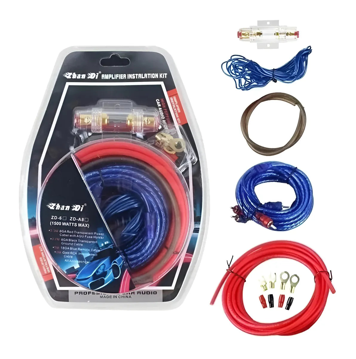 Kit Cables Para Amplificador 1500 Watts Subwoofer RCA