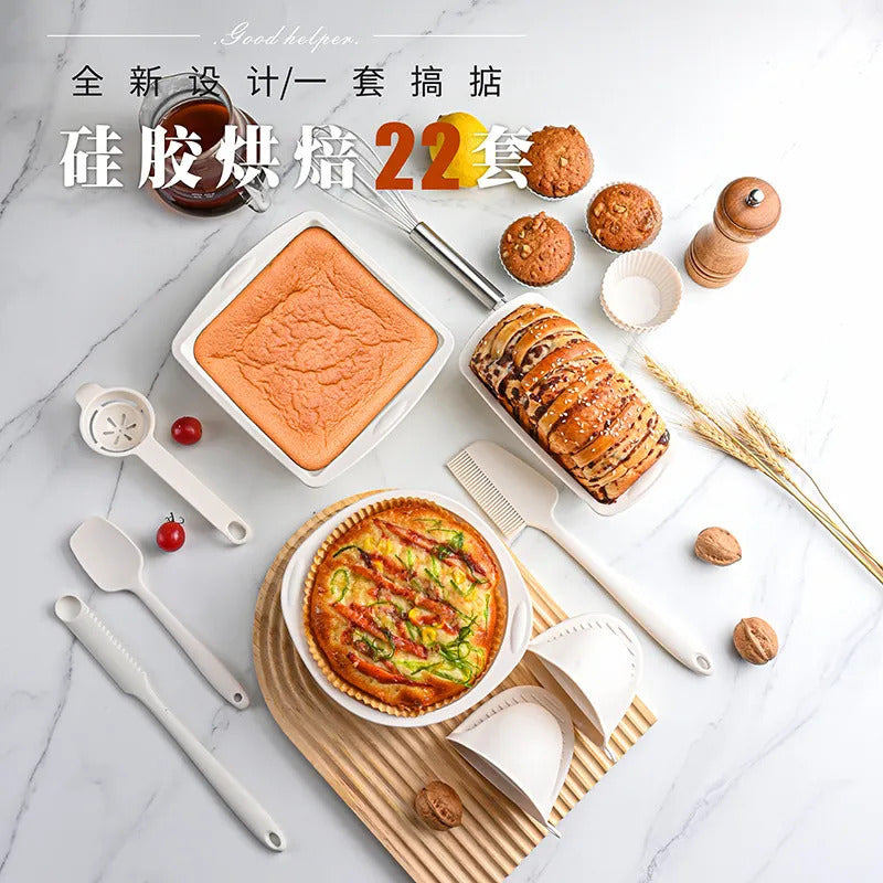 Set de Repostería Silicona 22 Piezas – Resistente 450°F, Antiadherente, Apto Lavavajillas