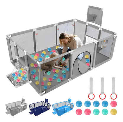 Corral de Juego para Bebés 180 cm con Aro de Basket | Plegable y Seguro