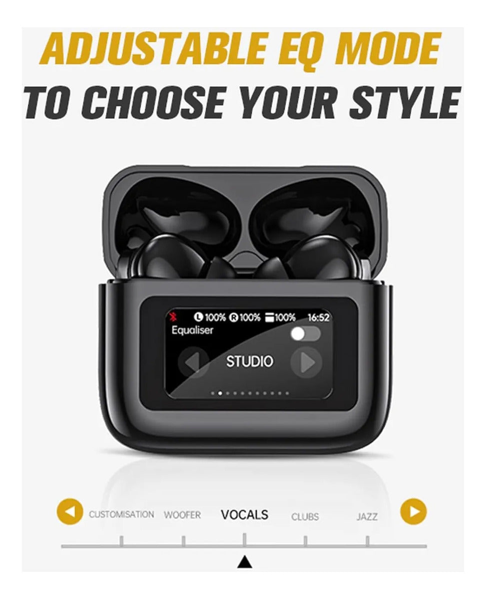 Audífonos Bluetooth TWS A9Pro – IPX6, Cancelación de Ruido, Estuche 500mAh, Siri/Google