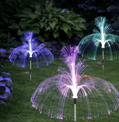 Pack 6 luces Estaca Solares Flor Medusa Doble Jardín Decoración