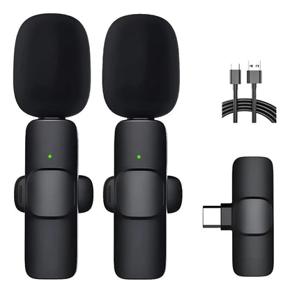 Kit Micrófono Inalámbrico Solapa Doble Type-C 20m 6h
