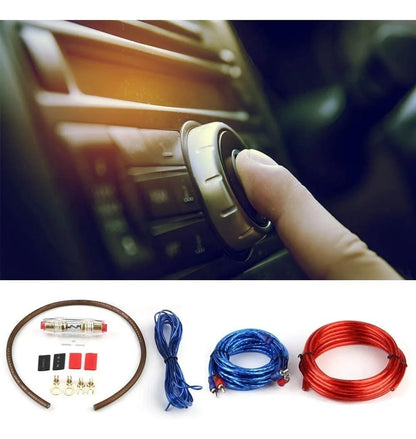 Kit Cables RCA para Amplificador y Subwoofer 1500W – Rojo/Azul