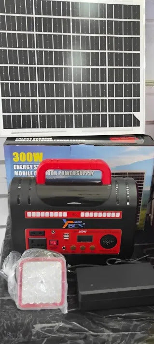 Generador Solar Portátil 300W – Batería + Inversor Kit Emergencia