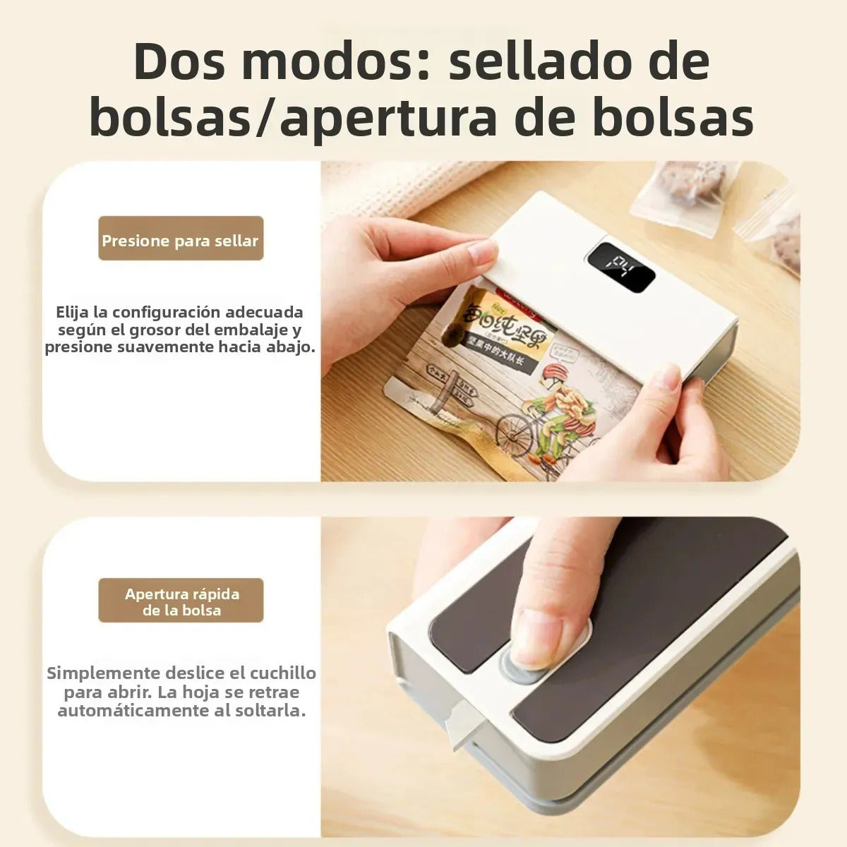 Selladora Manual Portátil para Bolsas – Café, Snacks y más