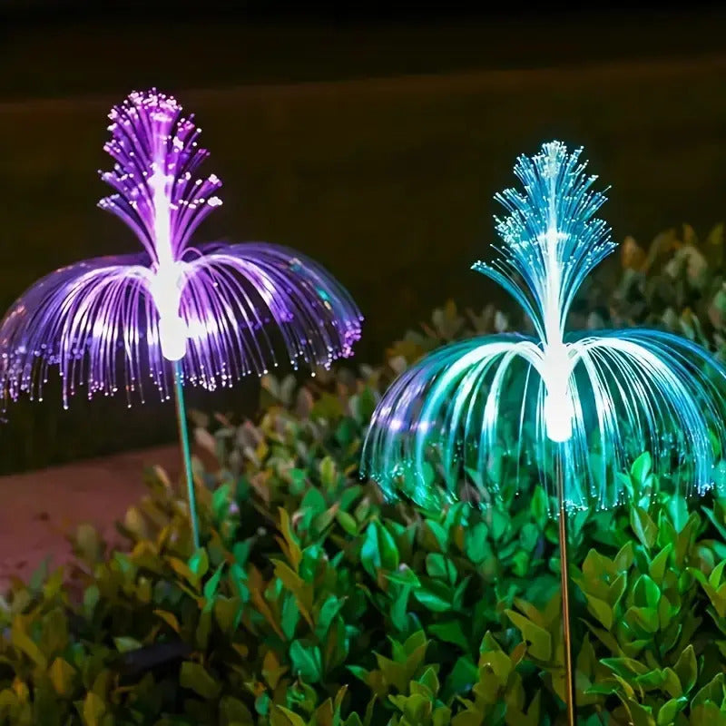 Pack 6 luces Estaca Solares Flor Medusa Doble Jardín Decoración