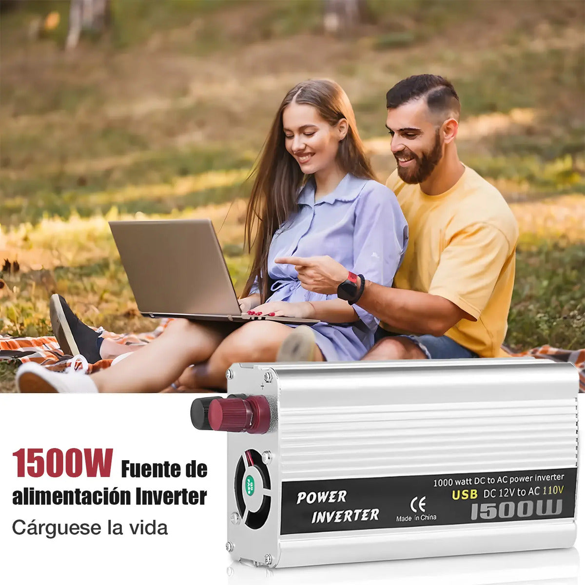 Inversor de Corriente para Auto 1500W 12V a 110V – Onda Modificada