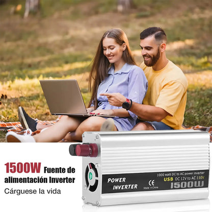 Inversor de Corriente para Auto 1500W 12V a 110V – Onda Modificada