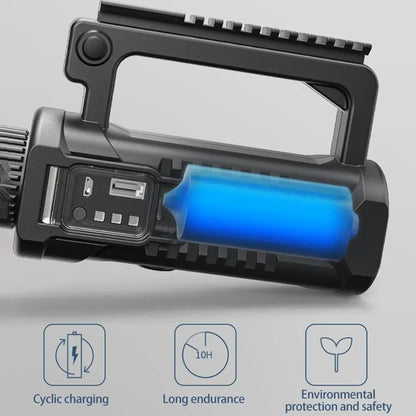 Linterna LED P70 8800 Lúmenes con Trípode y Power Bank – Alcance 2200m