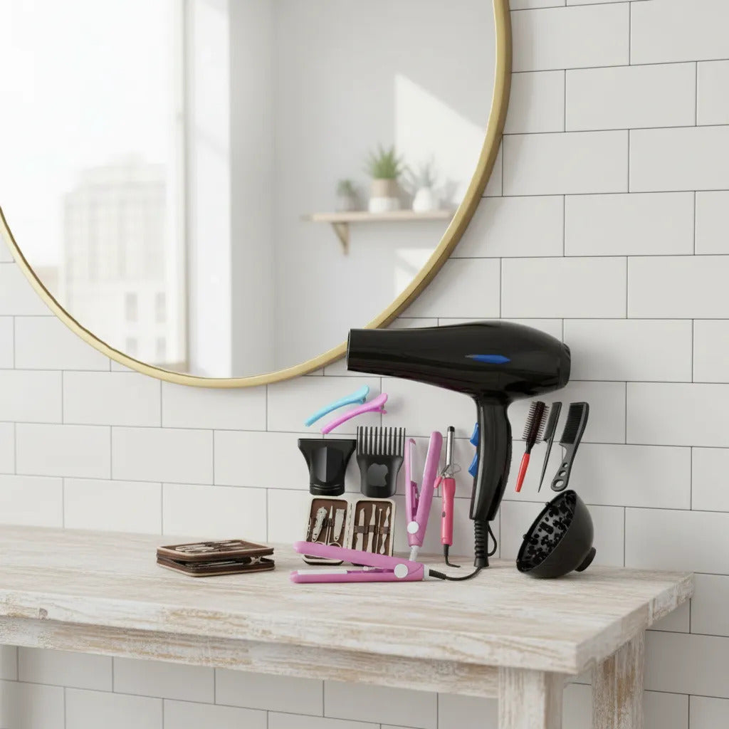 Kit Secador Pelo Ondulador Plancha Manicure