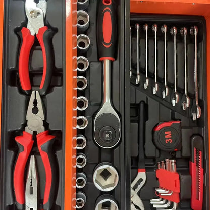 Set Caja Herramientas 168 Piezas Metálica con Dados, Llaves y Alicates