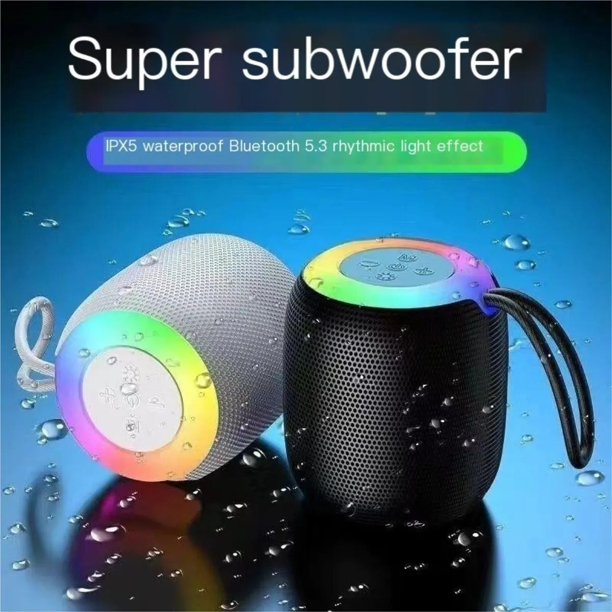 Mini Parlante Bluetooth 5.0 con Luces LED RGB y Bajos Potentes
