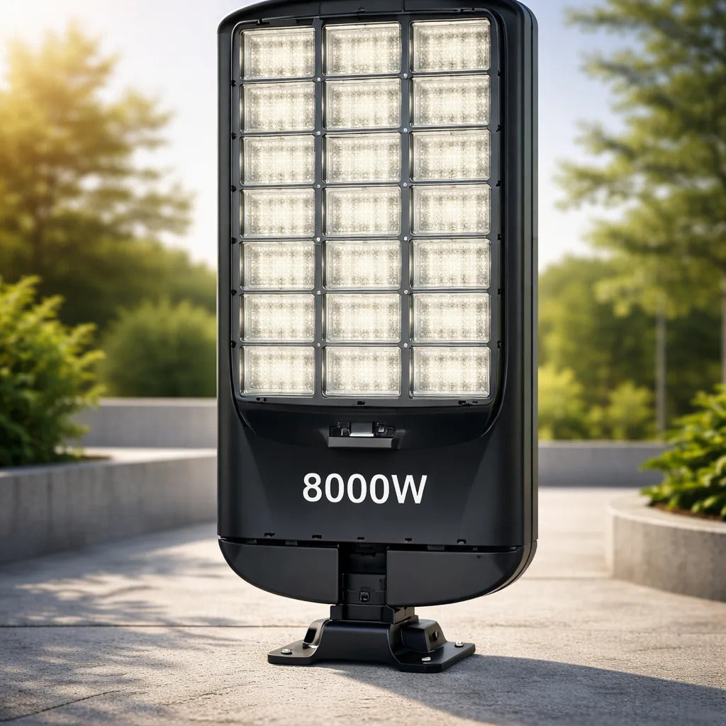 Foco Solar LED Tipo Poste 8000W | 324 LEDs | Batería 30000mAh | IP67