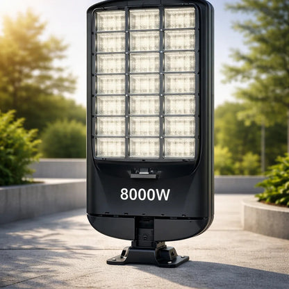 Foco Solar LED Tipo Poste 8000W | 324 LEDs | Batería 30000mAh | IP67