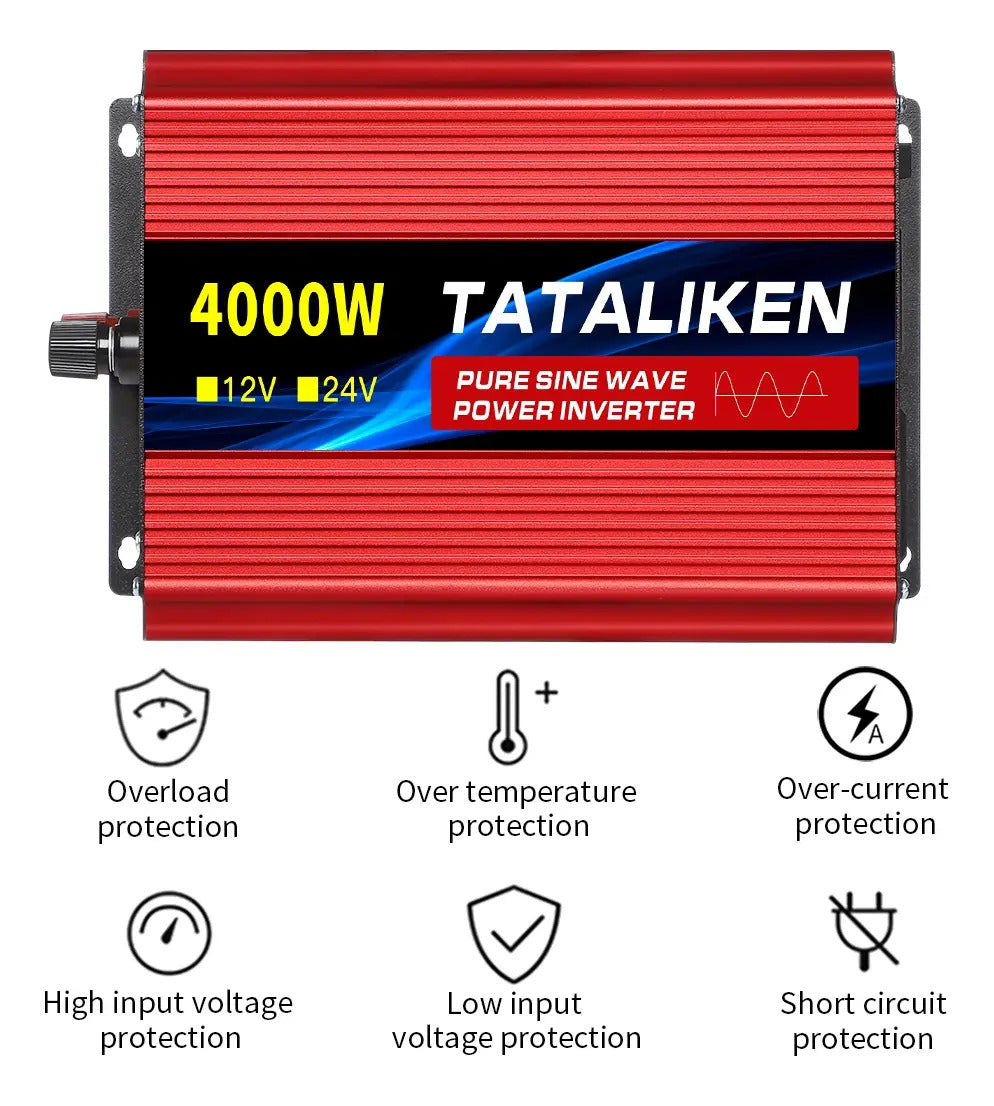 Inversor Onda Sinusoidal Pura 4000W 12V a 220V – 1200W Continuos, Eficiencia 93%