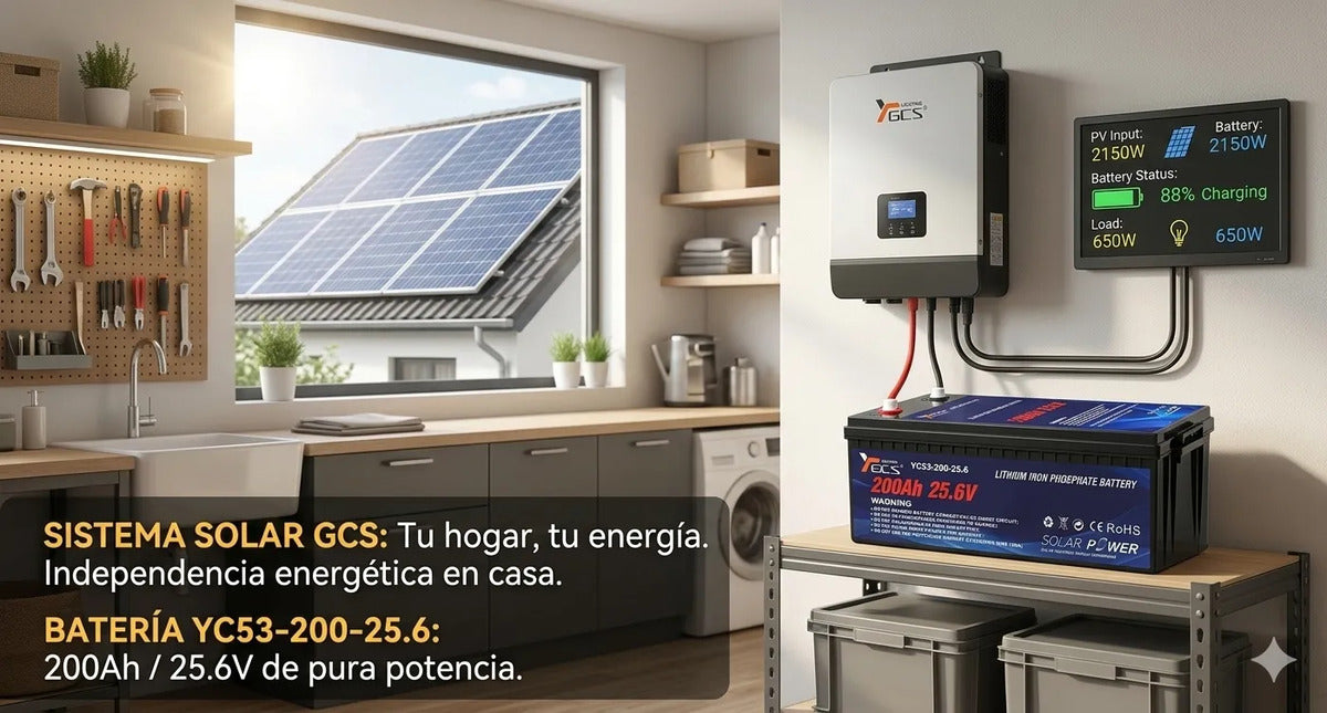 Batería LiFePO4 24V 200Ah con BMS – 6000 Ciclos para Sistemas Solares de Alta Potencia