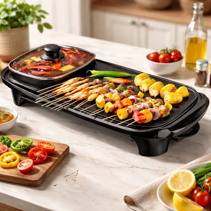 Asador Eléctrico 2 En 1 Plancha Y Grill Parrilla