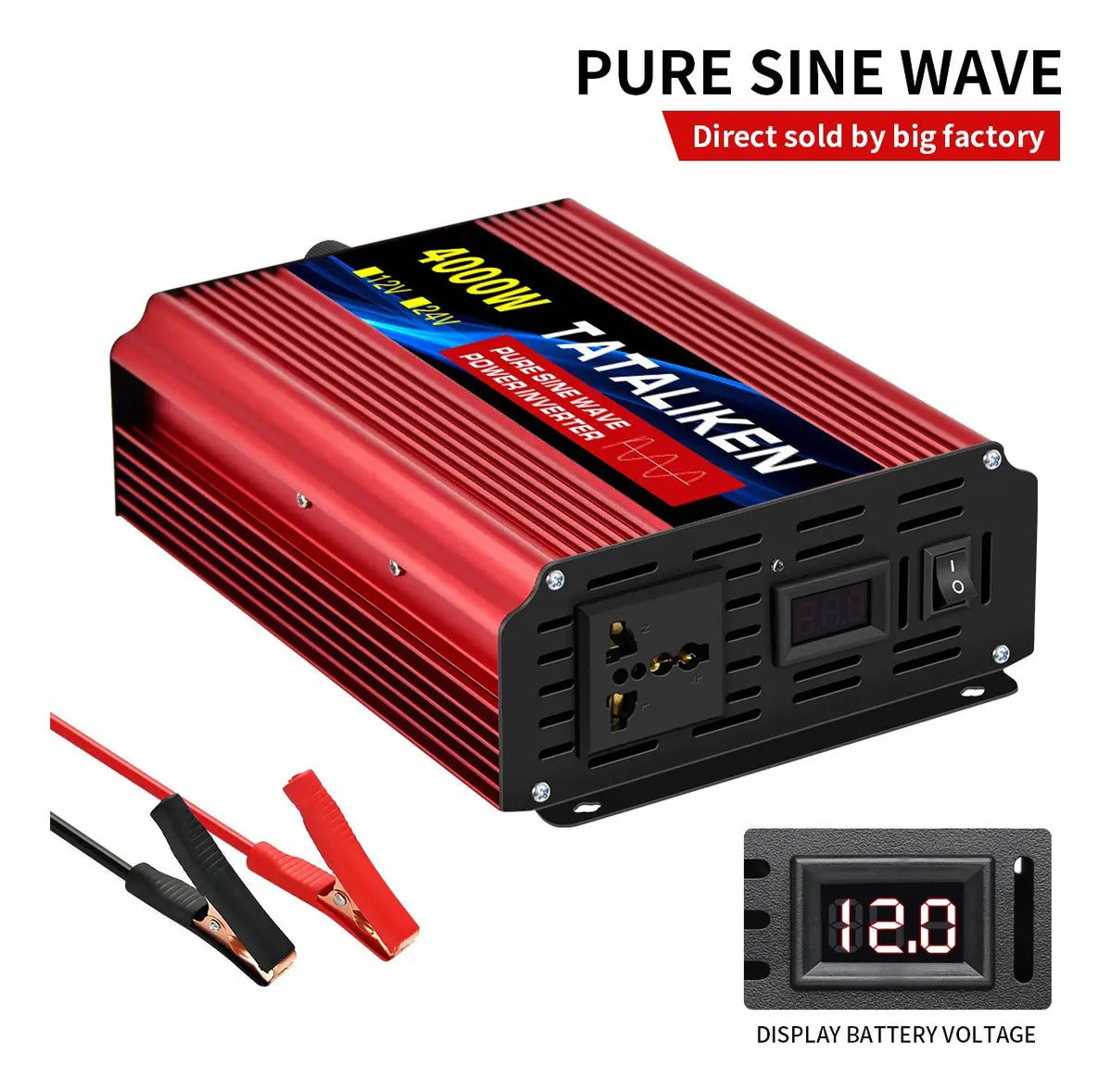 Inversor Onda Sinusoidal Pura 4000W 12V a 220V – 1200W Continuos, Eficiencia 93%