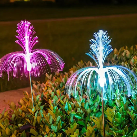 Pack 6 luces Estaca Solares Flor Medusa Doble Jardín Decoración