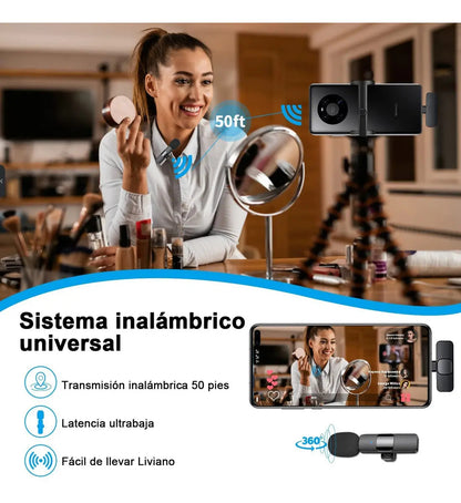 Kit Micrófono Inalámbrico Solapa Doble Type-C 20m 6h