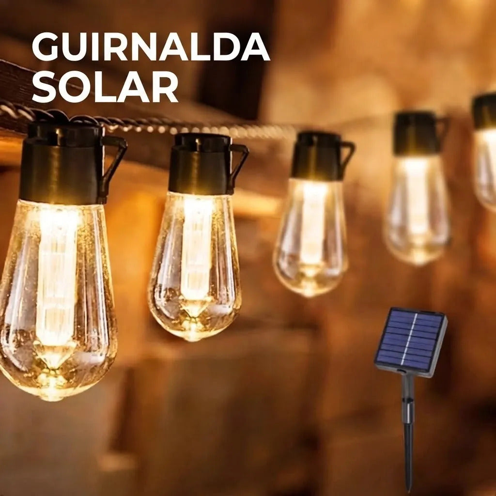 Guirnalda Solar LED Vintage 10 Metros – 10 Ampolletas