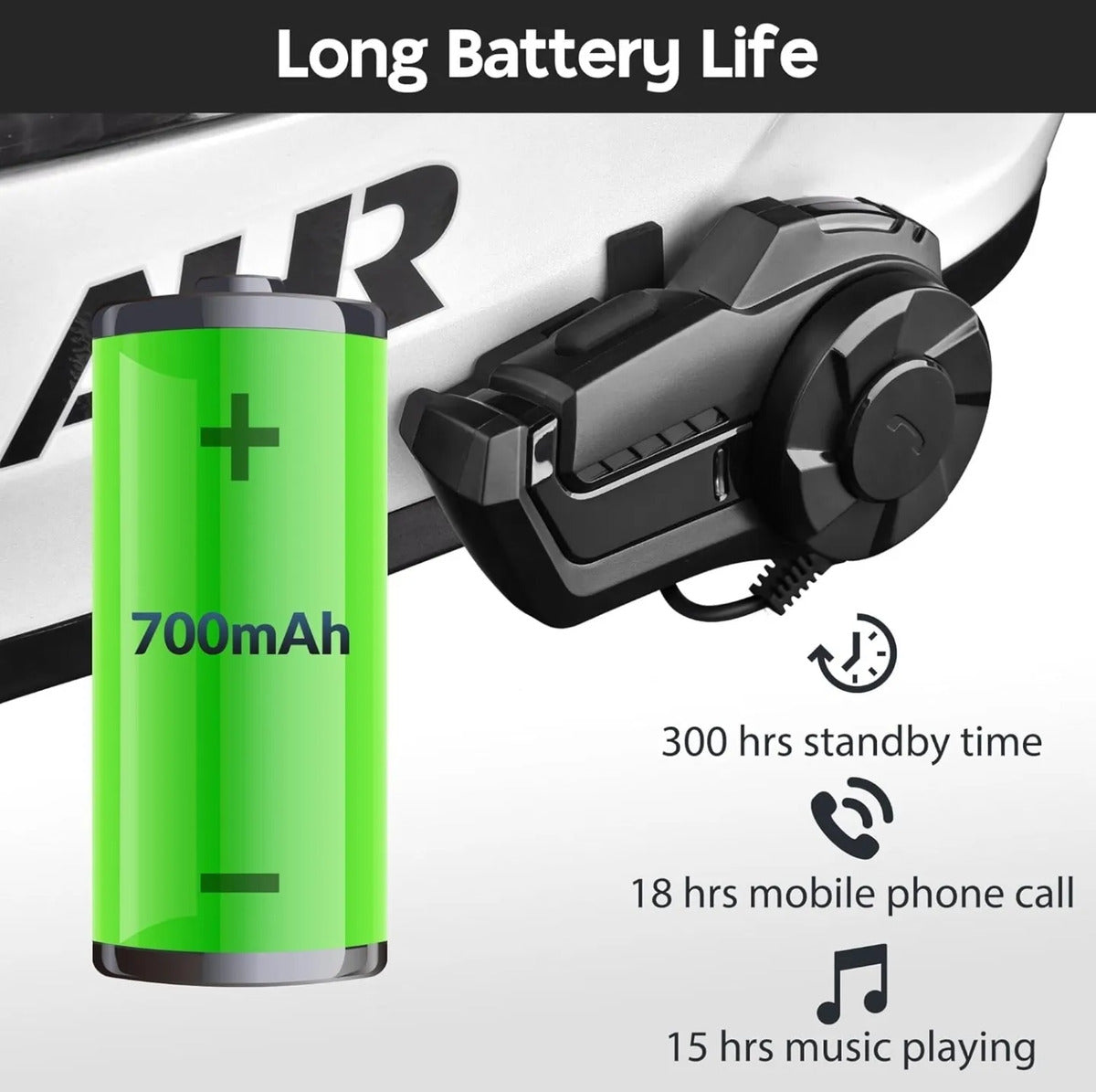 Intercomunicador Bluetooth Casco Moto | 70H Manos Libres Negro
