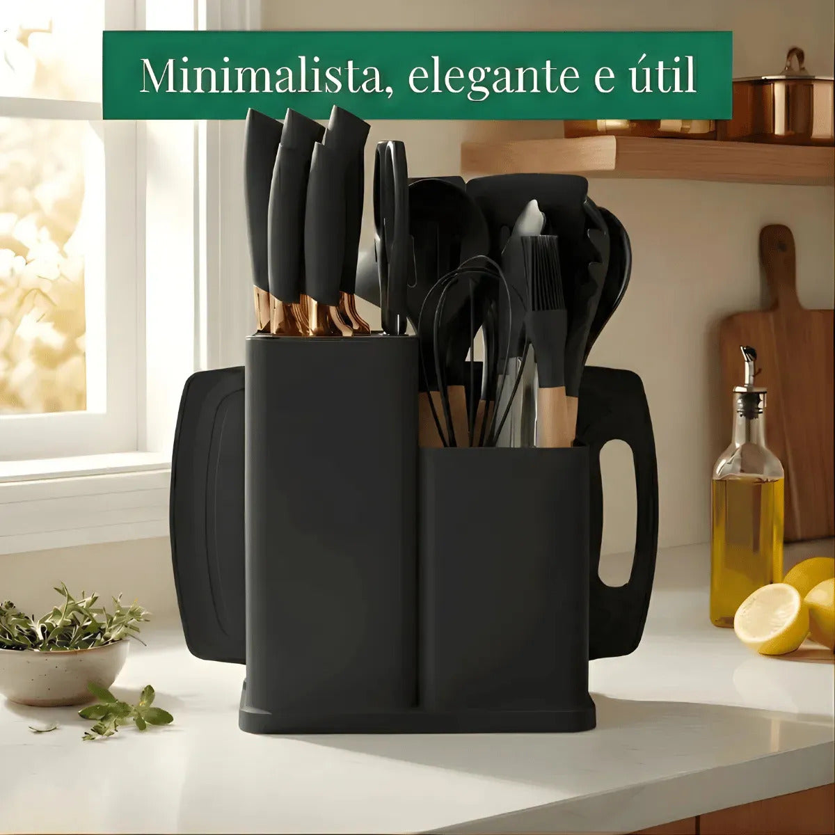 Kit de Utensilios de Cocina Silicona 19 Piezas – Mango Madera, No Raya Antiadherente