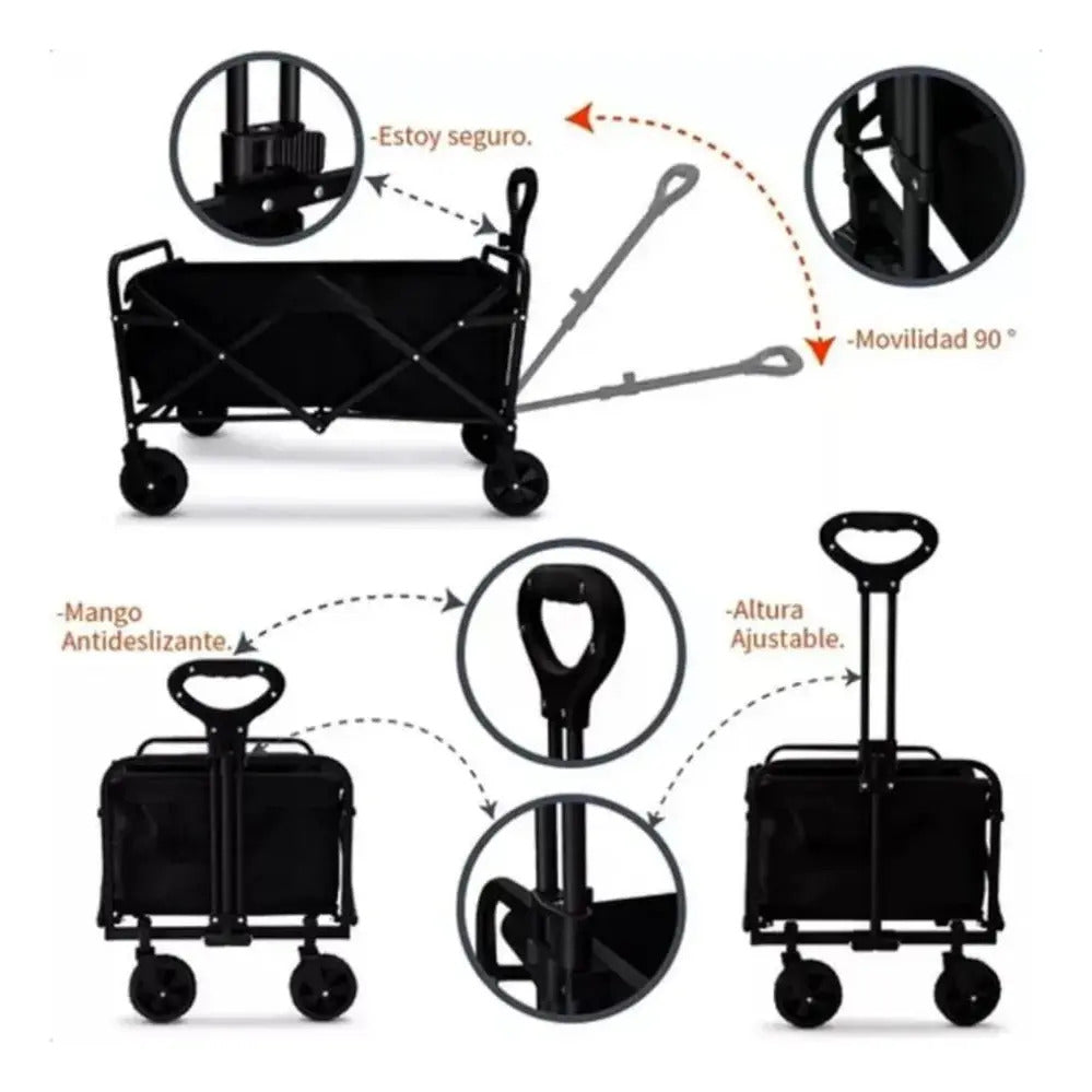 Carro Plegable Multifunción Camping Compras Transporte