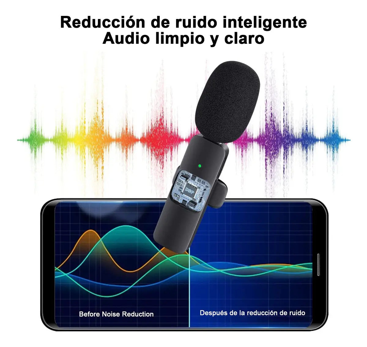 Kit Micrófono Inalámbrico Solapa Doble Type-C 20m 6h