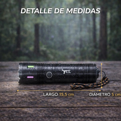 Linterna Táctica Recargable USB 2000 Lúmenes 700m 4 Modos