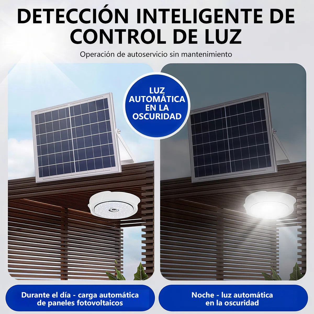 Lámpara LED Plafón Solar 200W Luz Blanca Fría Interior/Exterior
