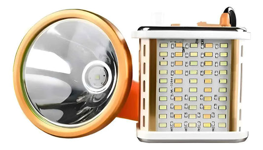 Linterna Minera LED 1200W Largo Alcance +500m con Carga USB y Regulador