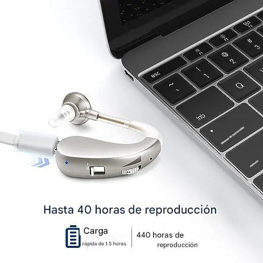 Amplificador Auditivo Retroauricular Recargable USB con Reducción de Ruido