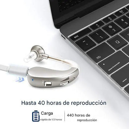 Amplificador Auditivo Retroauricular Recargable USB con Reducción de Ruido