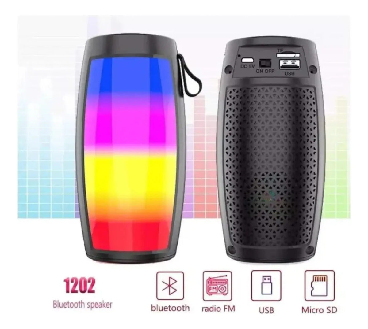 Parlante Bluetooth Portátil con Luces LED RGB