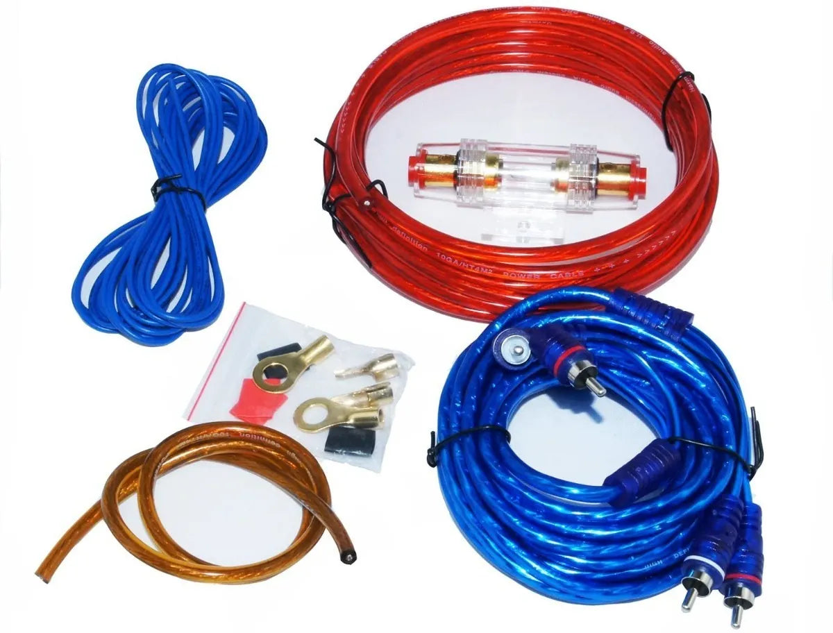 Kit Cables RCA para Amplificador y Subwoofer 1500W – Rojo/Azul