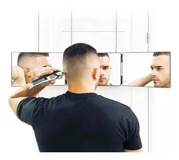 Espejo De 3 Vías De Corte De Pelo Triple De 360° Con Ganchos