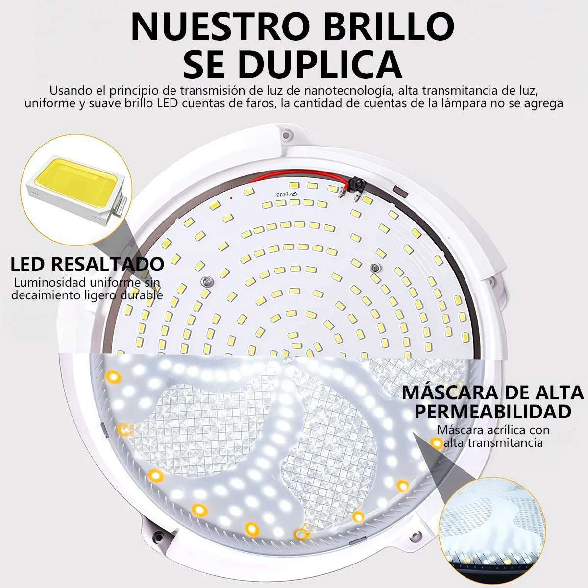 Lámpara LED Plafón Solar 200W Luz Blanca Fría Interior/Exterior