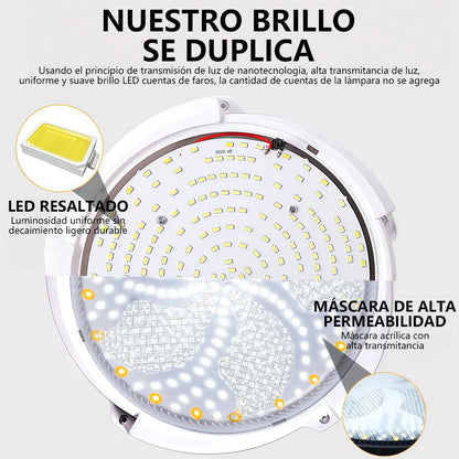 Lámpara LED Plafón Solar 200W Luz Blanca Fría Interior/Exterior